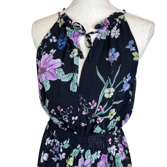 Great Jones Navy Floral Halter Maxi Dress Pockets Women's Size Medium - Picture 2 of 15